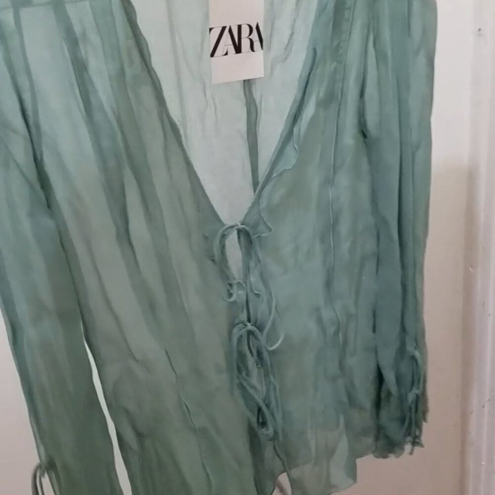 zara top cardigan sheer